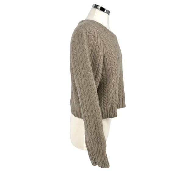 & Other Stories Cable Knit Wool Alpaca Blend Sweater Beige Brown Size Large - Picture 3 of 12